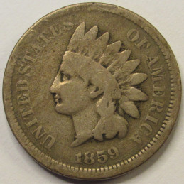 1859 Indian Head Cent - antique first year of issue American Indian penny 1859 Indian Head Cent - antique first year of issue American Indian penny