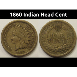 1860 Indian Head Cent - antique better condition American Indian penny coin