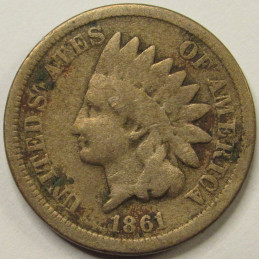 1861 Indian Head Cent - antique better date American Indian cupronickel penny 1861 Indian Head Cent - antique better date American Indian cupronickel penny