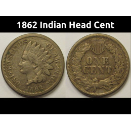1862 Indian Head Cent - antique better condition Civil War era issue cupronickel penny