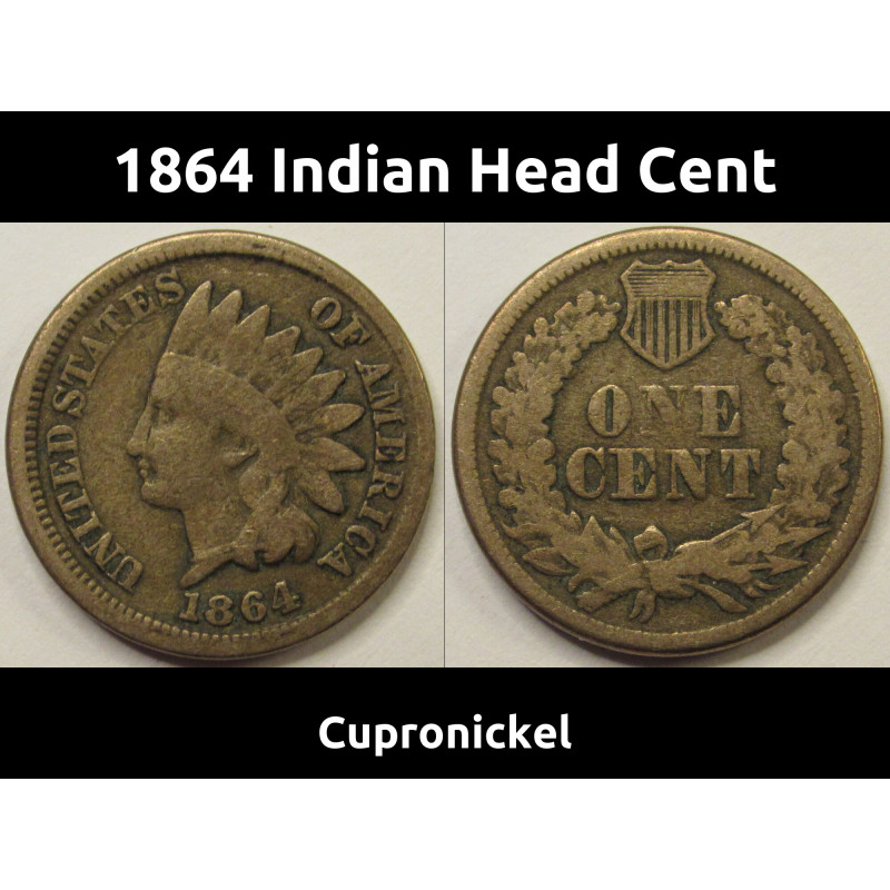 1864 Indian Head Cent - Cupronickel - antique Civil War era American penny 1864 Indian Head Cent - Cupronickel - antique Civil War era American penny