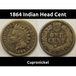 1864 Indian Head Cent - Cupronickel - antique Civil War era issued American penny