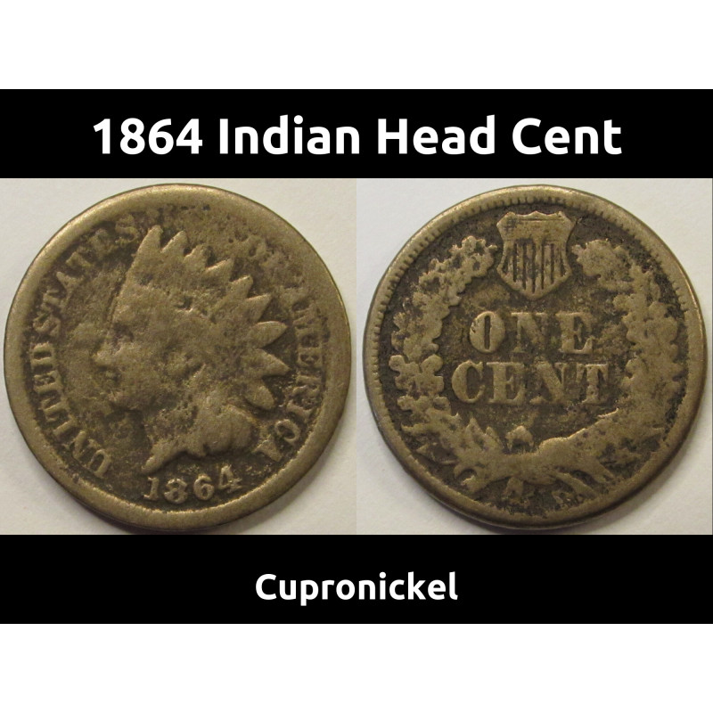 1864 Indian Head Cent - Cupronickel - antique Civil War era issued American penny 1864 Indian Head Cent - Cupronickel - antique Civil War era issued American penny
