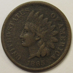 1865 Indian Head Cent - antique Civil War era issue American bronze penny