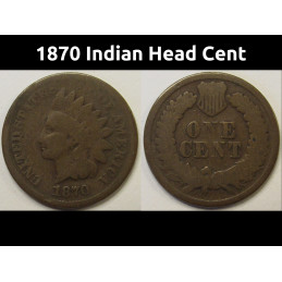 1870 Indian Head Cent - antique semi key date American Indian penny