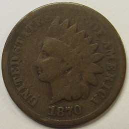 1870 Indian Head Cent - antique semi key date American Indian penny 1870 Indian Head Cent - antique semi key date American Indian penny