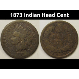 1873 Indian Head Cent - antique American Indian bronze penny