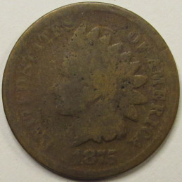 1875 Indian Head Cent - antique better date American Indian bronze penny