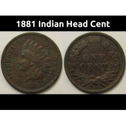 1881 Indian Head Cent - antique Old West era American bronze penny