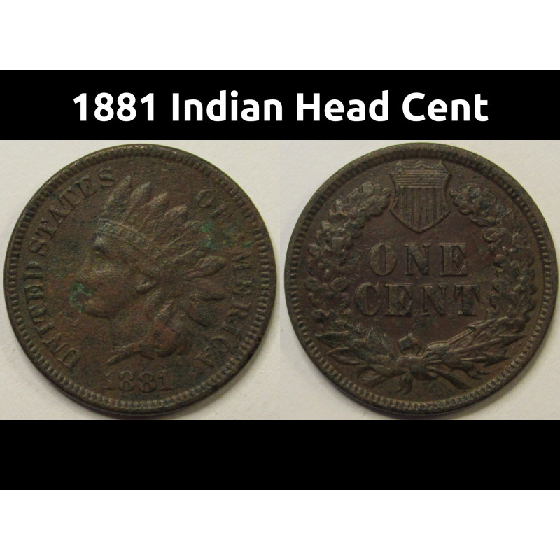 1881 Indian Head Cent - antique Old West era American bronze penny 1881 Indian Head Cent - antique Old West era American bronze penny