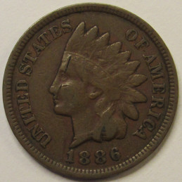 1886 Indian Head Cent - Type 2 - antique scarce American Indian penny