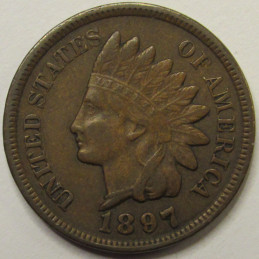 1897 Indian Head Cent - antique American better condition penny