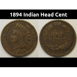 1894 Indian Head Cent - better date American Indian bronze penny