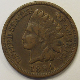 1894 Indian Head Cent - better date American Indian bronze penny