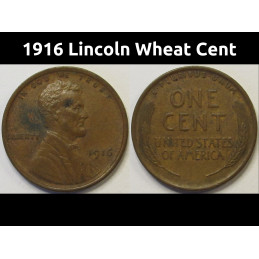 1916 Lincoln Wheat Cent - antique early date American bronze penny