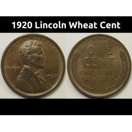 1920 Lincoln Wheat Cent - antique uncirculated American bronze penny