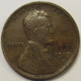 1910 S Lincoln Wheat Cent - antique San Francisco mintmark bronze penny 1910 S Lincoln Wheat Cent - antique San Francisco mintmark bronze penny