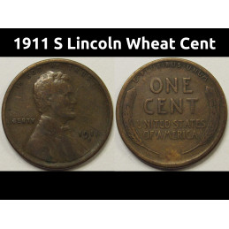 1911 S Lincoln Wheat Cent - antique San Francisco mintmark low mintage penny