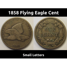 1858 Flying Eagle Cent - Small Letters - antique pre Civil War era cupronickel penny