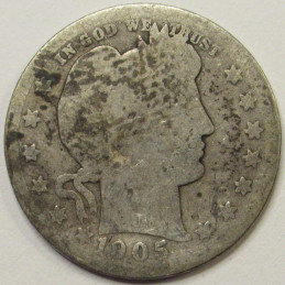 1905 Barber Quarter - antique better date American silver quarter 1905 Barber Quarter - antique better date American silver quarter