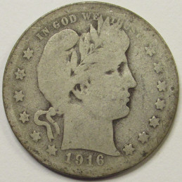 1916 D Barber Quarter - antique final year of issue American silver quarter 1916 D Barber Quarter - antique final year of issue American silver quarter
