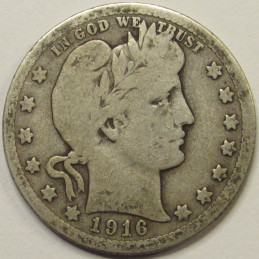 1916 D Barber Quarter - antique Denver mintmark American silver quarter 1916 D Barber Quarter - antique Denver mintmark American silver quarter