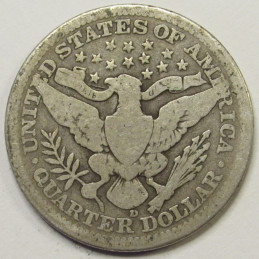 1916 D Barber Quarter - antique Denver mintmark American silver quarter 1916 D Barber Quarter - antique Denver mintmark American silver quarter
