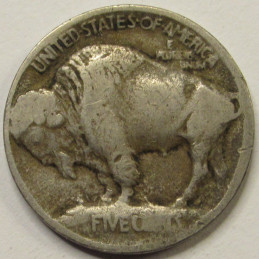 1913 Buffalo Nickel - Type 1 - antique raised mound design American five cent coin 1913 Buffalo Nickel - Type 1 - antique raised mound design American five cent coin