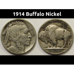 1914 Buffalo Nickel - antique better grade second year of issue American coin