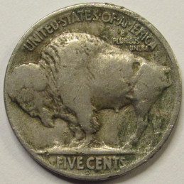 1919 D Buffalo Nickel - antique Denver mintmark American Indian five cent coin 1919 D Buffalo Nickel - antique Denver mintmark American Indian five cent coin