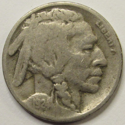 1924 D Buffalo Nickel - antique Denver mintmark American Indian five cent coin 1924 D Buffalo Nickel - antique Denver mintmark American Indian five cent coin