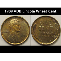 1909 VDB Lincoln Wheat Cent - antique first year of issue American penny