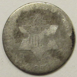 1853 Silver Three Cents - antique small silver odd denomination coin