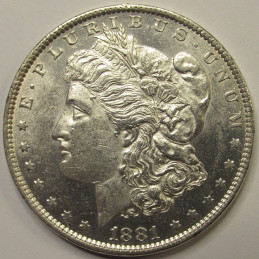1881 O Morgan Dollar - antique high grade uncirculated American silver dollar 1881 O Morgan Dollar - antique high grade uncirculated American silver dollar