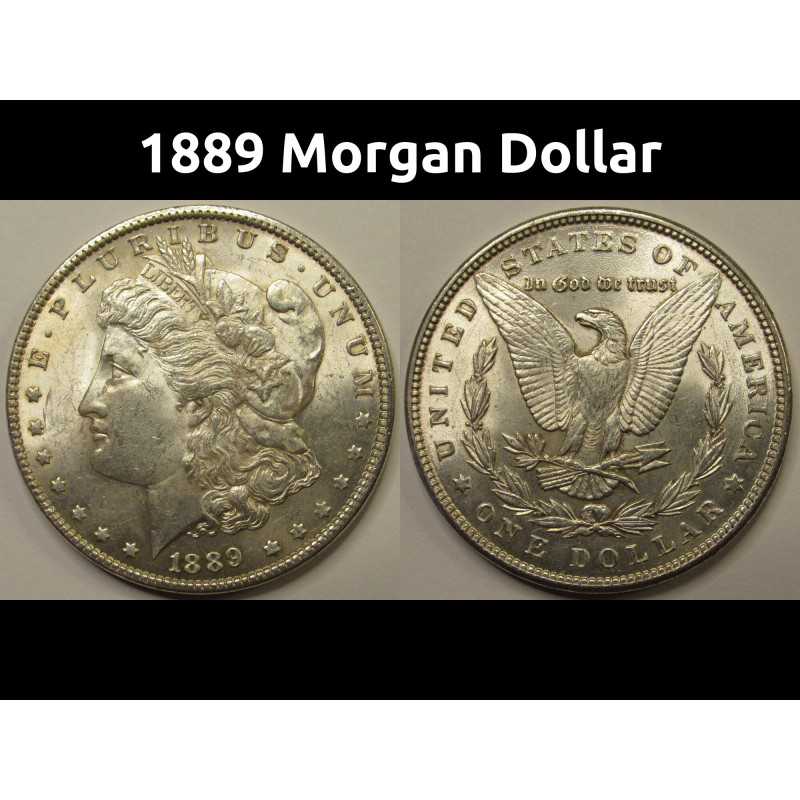 1889 Morgan Dollar - antique uncirculated American silver dollar coin 1889 Morgan Dollar - antique uncirculated American silver dollar coin