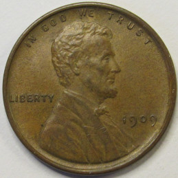 1909 Lincoln Wheat Cent - antique first year of issue American penny 1909 Lincoln Wheat Cent - antique first year of issue American penny