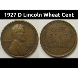 1927 D Lincoln Wheat Cent - antique Denver mintmark better condition penny