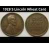 1928 S Lincoln Wheat Cent - antique San Francisco mintmark wheat penny