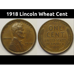 1918 Lincoln Wheat Cent - antique early date uncirculated wheat penny