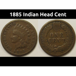 1885 Indian Head Cent - antique better year American Indian penny