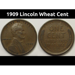 1909 Lincoln Wheat Cent - antique first year of issue American wheat penny