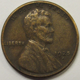 1925 S Lincoln Wheat Cent - antique San Francisco mintmark penny