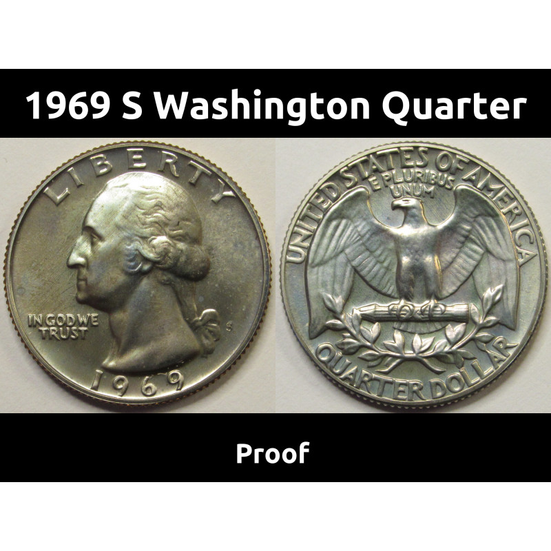 1969 S Washington Quarter - Proof - antique American coin 1969 S Washington Quarter - Proof - antique American coin