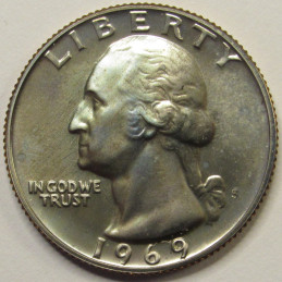1969 S Washington Quarter - Proof - antique American coin 1969 S Washington Quarter - Proof - antique American coin