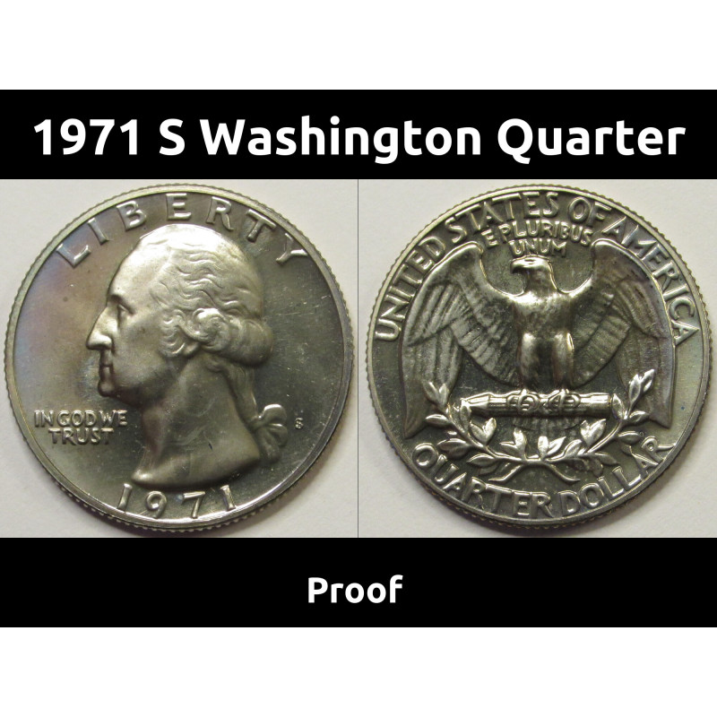 1971 S Washington Quarter - Proof - vintage San Francisco mintmark coin 1971 S Washington Quarter - Proof - vintage San Francisco mintmark coin