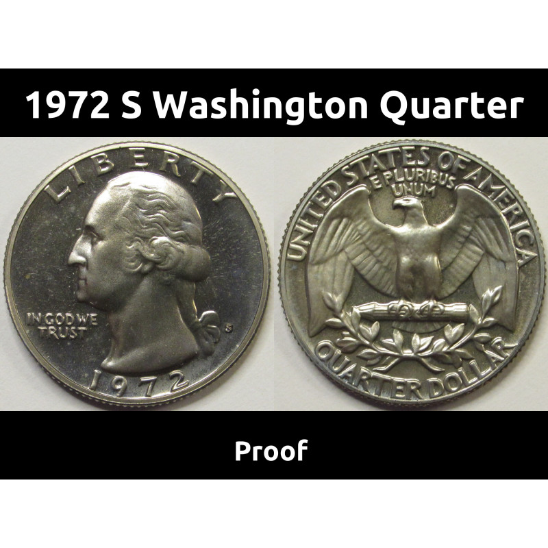 1972 S Washington Quarter - Proof - vintage San Francisco mintmark coin 1972 S Washington Quarter - Proof - vintage San Francisco mintmark coin