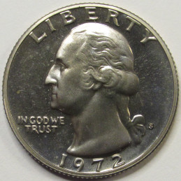 1972 S Washington Quarter - Proof - vintage San Francisco mintmark coin 1972 S Washington Quarter - Proof - vintage San Francisco mintmark coin