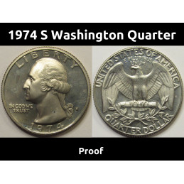 1974 S Washington Quarter - Proof - vintage San Francisco mintmark coin