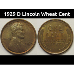 1929 D Lincoln Wheat Cent - antique Denver mintmark wheat penny