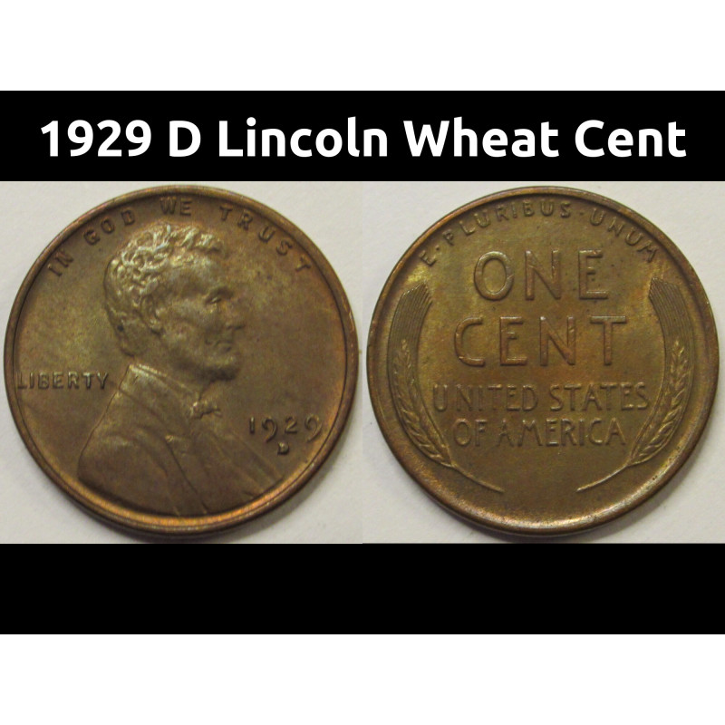 1929 D Lincoln Wheat Cent - antique Denver mintmark wheat penny 1929 D Lincoln Wheat Cent - antique Denver mintmark wheat penny